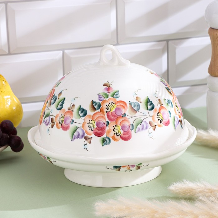 Блинница с крышкой «Воскресенье», блюдо, 22.5×22.5×17.5 см, 1 сорт, автор Рогочая Н.В. - Фото 1