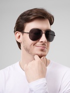 Очки солнцезащитные «OneSun. Авиаторы», UV 400, линза 5.5×6.5 см дужка 12 см, ширина 14 см, чёрные - Фото 1