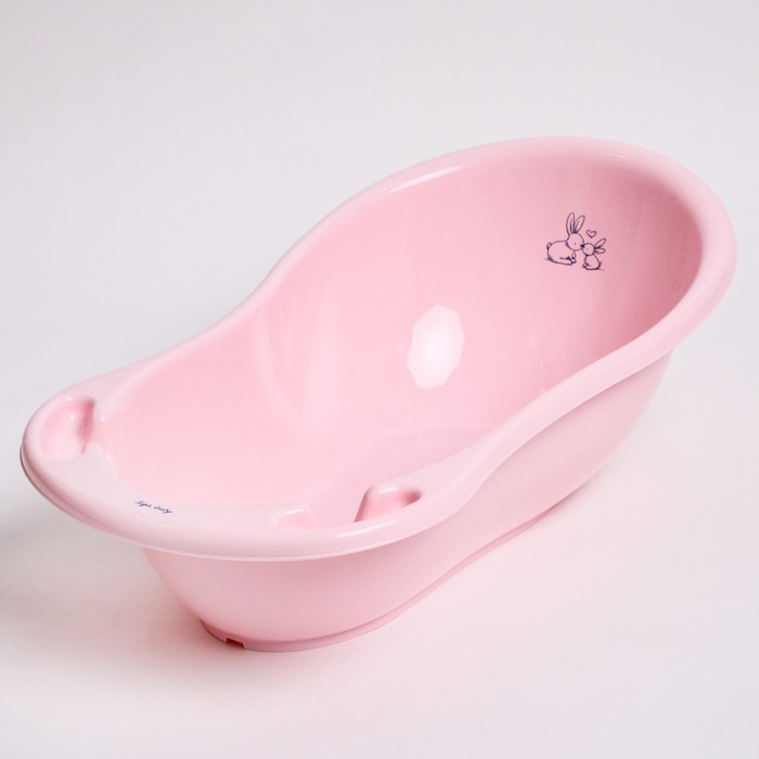 Ванна детская «Кролики» со сливом, 86 см, цвет розовый - Фото 1