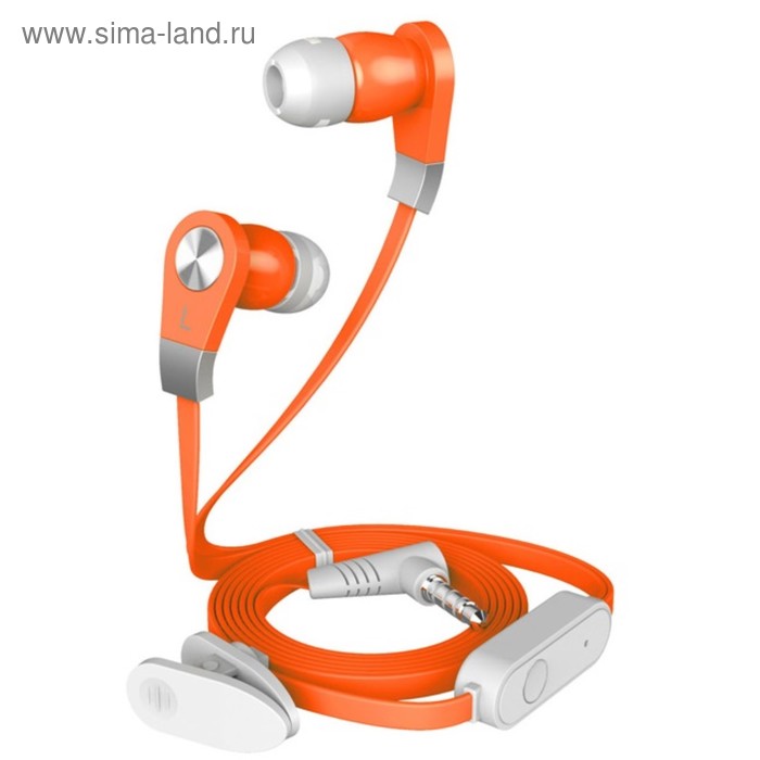 Наушники с микрофоном Harper HV-103 Orange, вкладыши вакуумные, оранжевые - Фото 1