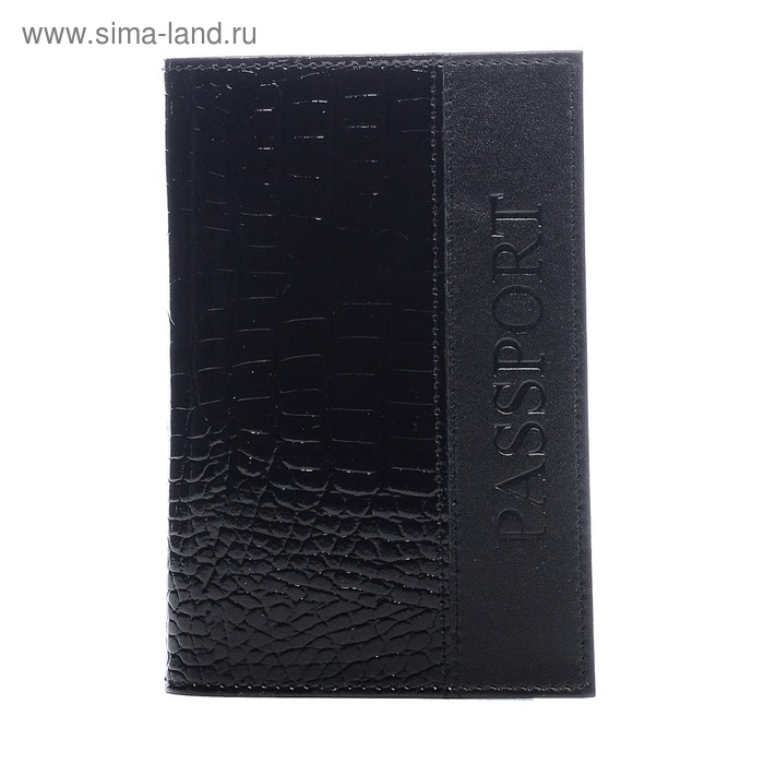 Обложка для паспорта без застежки, натуральная кожа, чёрный (FT-PS11-KR01) - Фото 1