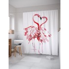 Фотоштора для ванной «Влюбленные фламинго», размер 180 х 200 см, разноцветный - Фото 1