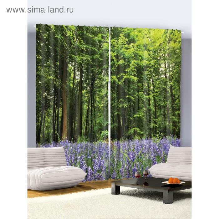 Комплект фотоштор «Поляна в лесу», размер 145 х 265 см - 2 шт., разноцветный - Фото 1