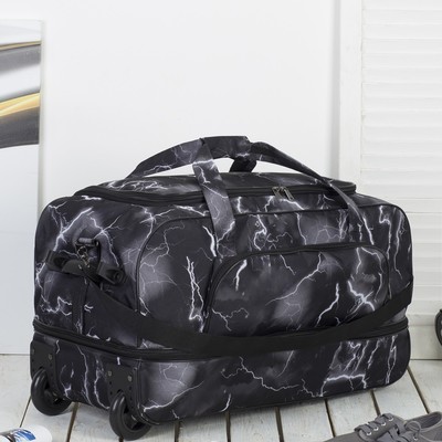 Сумка дорожная на колёсах, отдел на молнии, с увеличением, наружный карман, цвет чёрный