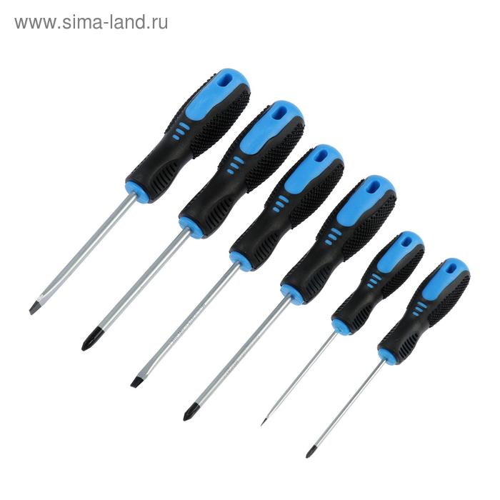 УЦЕНКА Набор отверток ТУНДРА, 3х75, 5х100, 6х125 мм (+/-), сатин, двухкомпонентная рукоятка - Фото 1