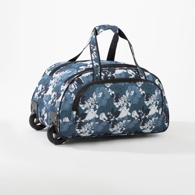 Сумка дорожная на колёсах, отдел на молнии, наружный карман, цвет серый/разноцветный