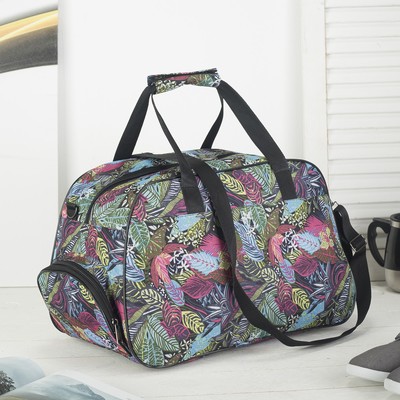 Сумка дорожная, ручная кладь, отдел на молнии, 2 наружных кармана, длинный ремень, цвет серый