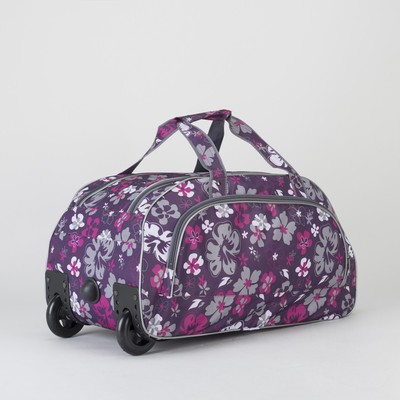 Сумка дорожная на колёсах, отдел на молнии, наружный карман, цвет фиолетовый
