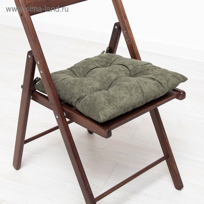 Подушка на стул ворсовая 03-250 42х42х13 см, велюр, ПЭ 100% - Фото 1
