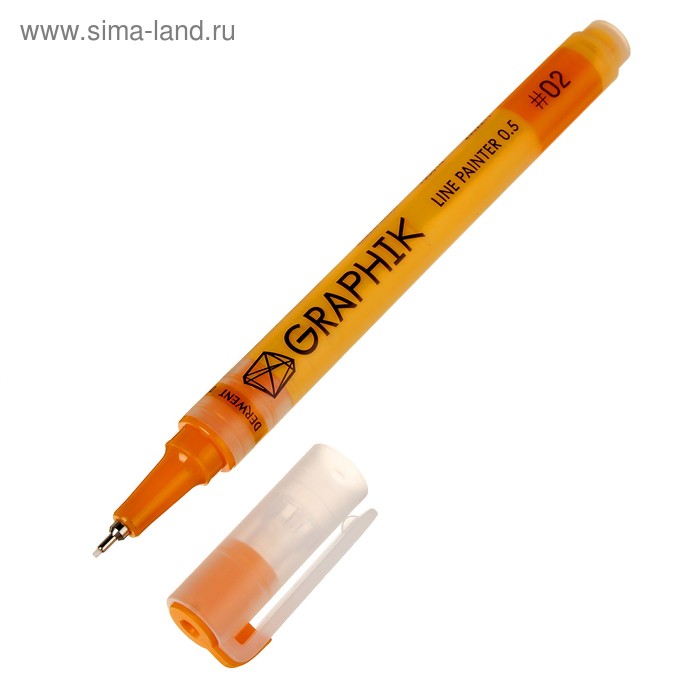Ручка капиллярная Derwent Graphik Line Painter, 0.5 мм, № 02, жёлтый - Фото 1