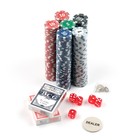 Покер в металлическом кейсе (2 колоды, фишки 300 шт с/номиналом, 5 кубиков), 21 х 39.5 см - фото 9800703