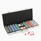 Покер в металлическом кейсе (2 колоды, фишки 500 шт с/номиналом, 5 кубиков), 20.5 х 56 см - фото 9832749