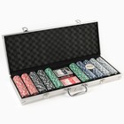 Покер в металлическом кейсе (2 колоды, фишки 500 шт с/номиналом, 5 кубиков), 20.5 х 56 см - фото 9832755