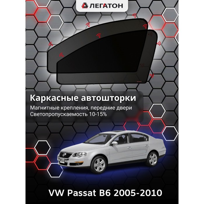 Каркасные автошторки VW Passat B6, 2005-2010, передние (магнит), Leg0733 - Фото 1