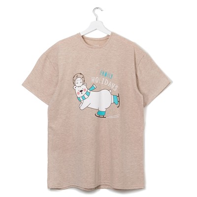 Футболка удлинённая женская KAFTAN "Happy family" бежевый, р-р 46-48, 100 % хлопок