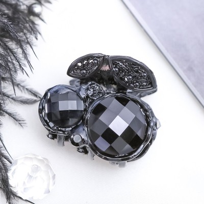 Краб для волос "Чёрные кружева" вишенки, 2 см, чёрный