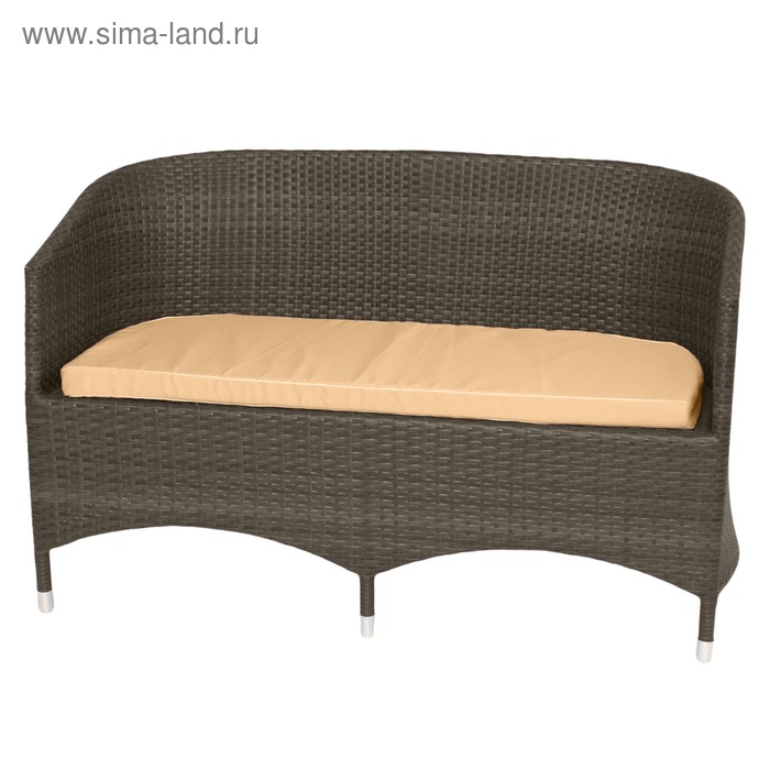 Диван VERONA, 2-местный, 62 × 130 × 78 см, с подушкой, плетение 8-11 мм, коричневый - Фото 1