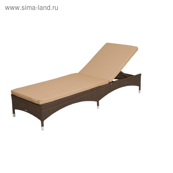 Шезлонг MALTA, 193 × 63 × 32 см, с подушкой, плетение 8-11 мм, 5 положений подголовника, цвет коричневый - Фото 1