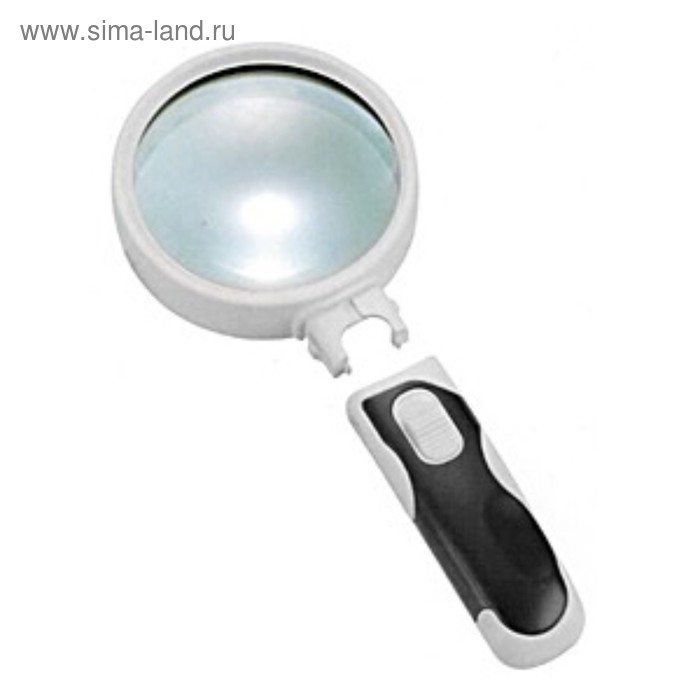 Лупа Kromatech ручная круглая 5х, 90 мм, с подсветкой (2 LED), черно-белая 77390B - Фото 1