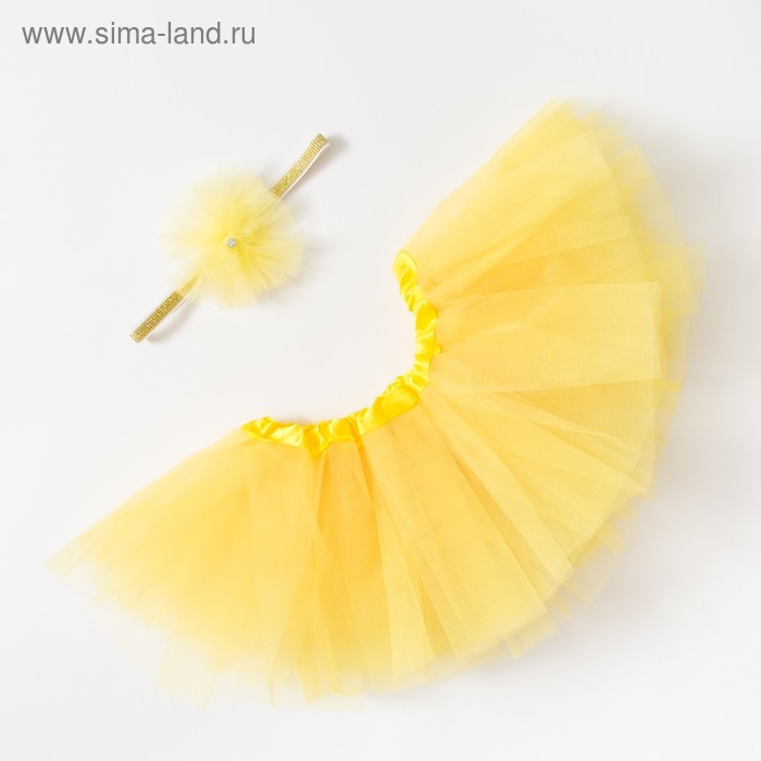Набор Крошка Я "Любимый цветочек" юбка и повязка на голову 3-18 мес, жёлтый - Фото 1