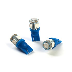Лампа светодиодная KS, Т10 (W2,1-9,5d) 12 В, синяя, 5 SMD 5050 диод, б/цокольная