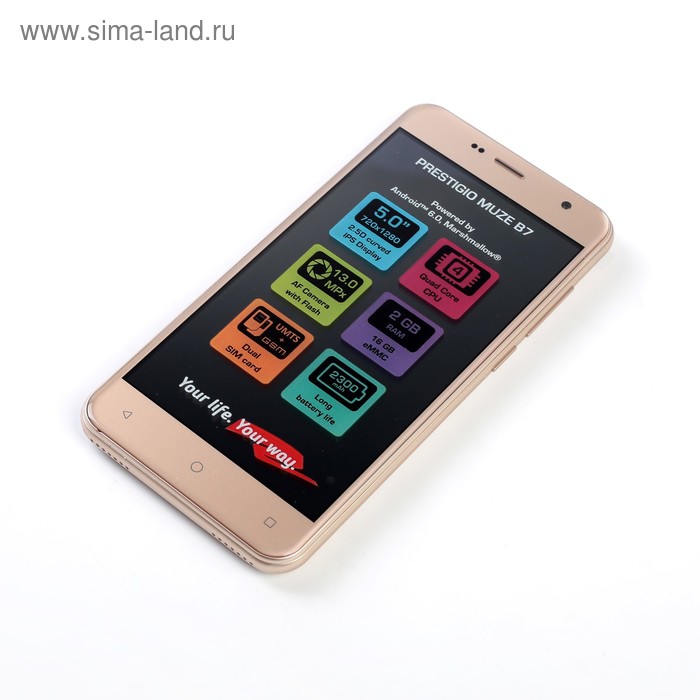 Смартфон Prestigio Muze B7, 5.0", 1.3ГГц, 2ГБ ОЗУ, 16ГБ, 13.0/2.0МР, 2300 мАч - Фото 1