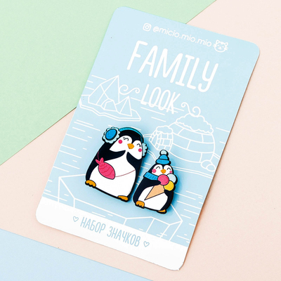 Набор значков для мамы и ребенка «Пингвины» 8 х 12 см