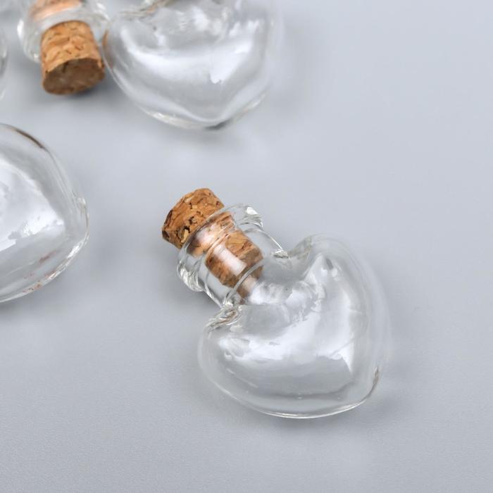 Набор стеклянных бутылочек с пробкой "Сердце"(5шт) - Фото 1