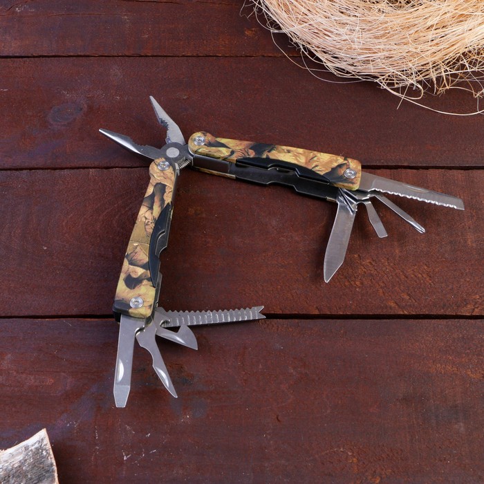 Мультитул 9в1, в чехле, рукоять хаки - Фото 1