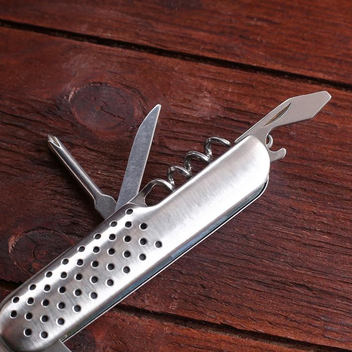 Нож швейцарский "Фобос"  8в1, рукоять с перфорацией, хром - фото 1906762243
