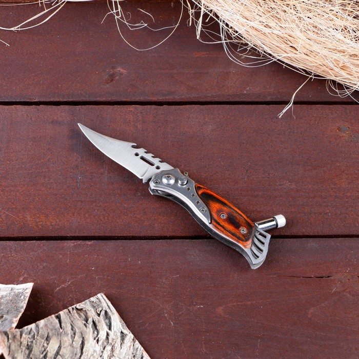 Нож складной "Пескарь" 16,6см, клинок 76мм, с фонариком - фото 1889107797