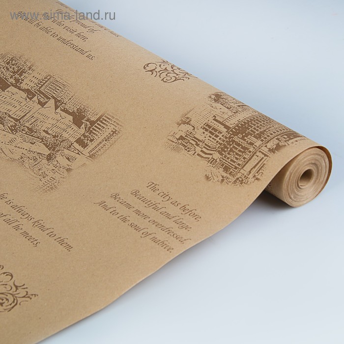 Бумага обёрточная "Екатеринбург", коричневый, 0,52 х 25 м, 80г/м2 - Фото 1