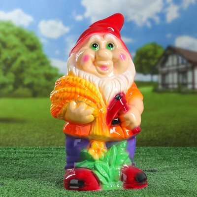 Садовая фигура "Гном с колоском", разноцветная, 38 см, микс