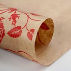 Бумага упаковочная крафт "Вьющиеся розы красные", 0,7 х 10 м, 40 г/м² - Фото 3