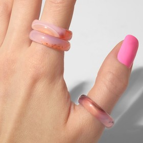 Кольцо гладкое "Агат розовый" 5мм, размер МИКС