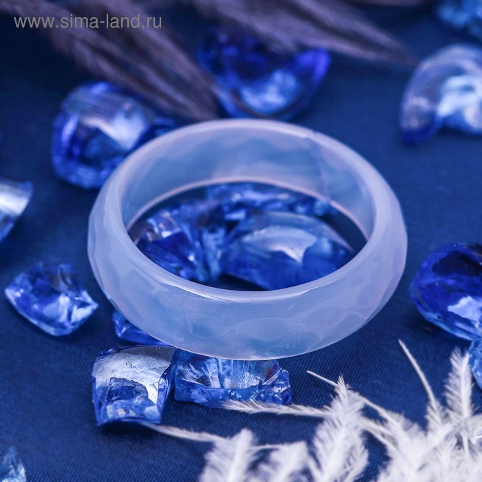 Кольцо гранёное «Агат голубой» 6мм, размер МИКС - Фото 1