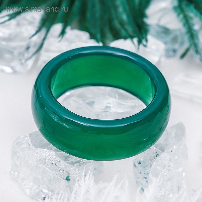 Кольцо гладкое "Агат зелёный" 8мм, размер МИКС ( с 17 по 20 размеры) - Фото 1