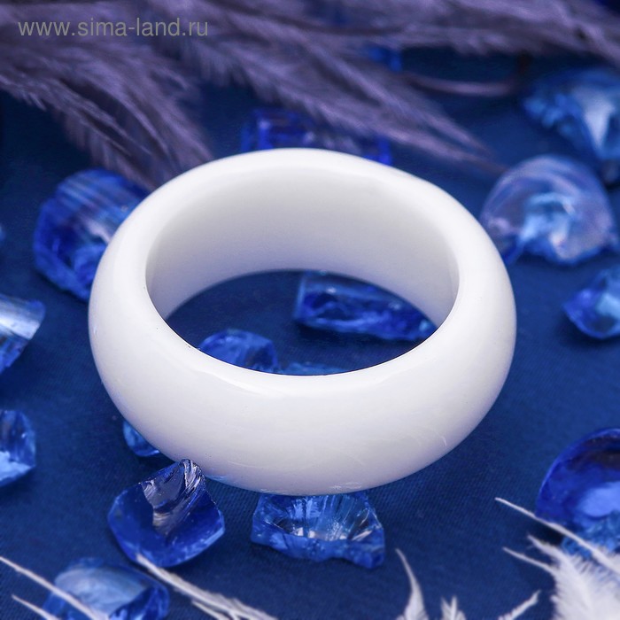 Кольцо гладкое «Агат белый» 8мм, размер МИКС ( с 17 по 20 размеры) - Фото 1
