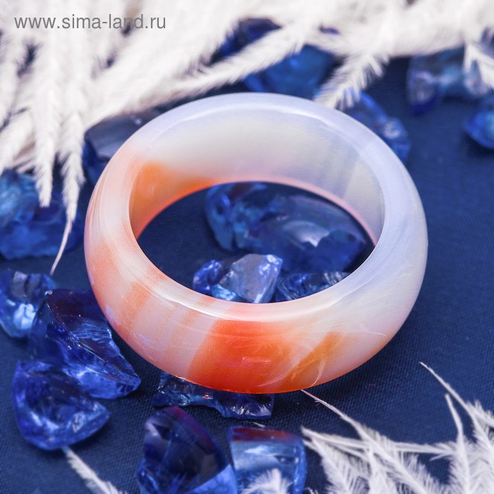 Кольцо гладкое «Агат светло-оранжевый» 8мм, размер МИКС ( с 17 по 20 размеры) - Фото 1