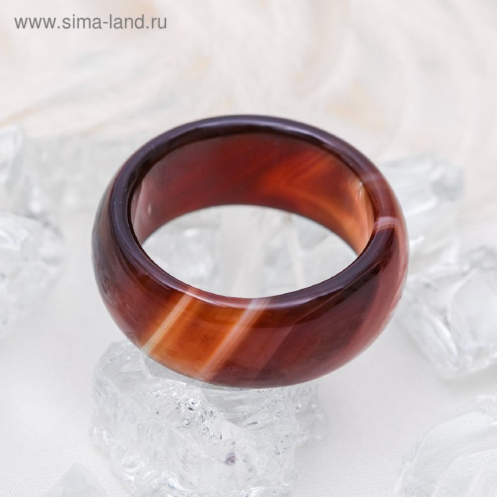 Кольцо гладкое «Агат тёмно-коричневый» 8мм, размер МИКС ( с 17 по 20 размеры) - Фото 1