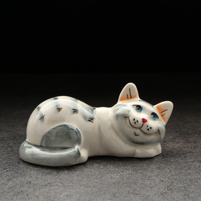 Статуэтка фарфоровая «Котя Муся», серая, 9см - Фото 1