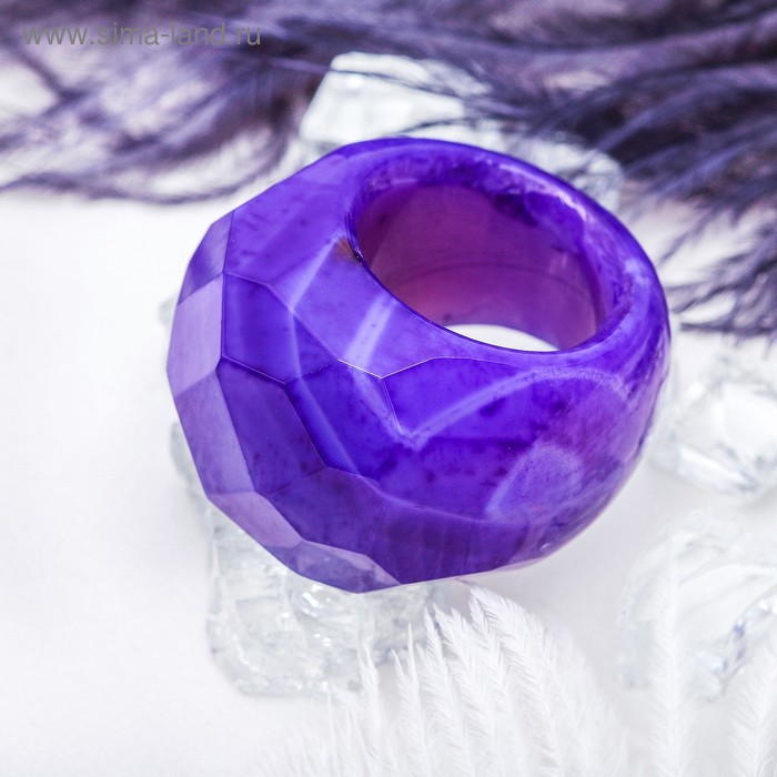 Кольцо литое, гранёное «Агат фиолетовый», 17 размер - Фото 1
