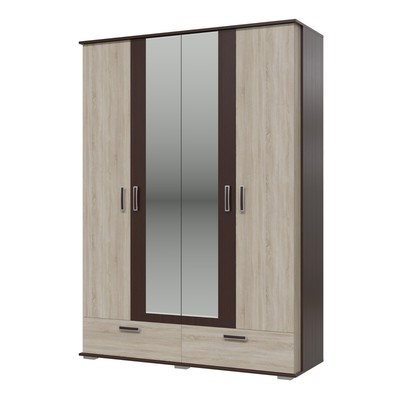 Шкаф 4-х дверный с ящиками «Даллас», 1600×560×2220 мм, цвет  венге / дуб сонома