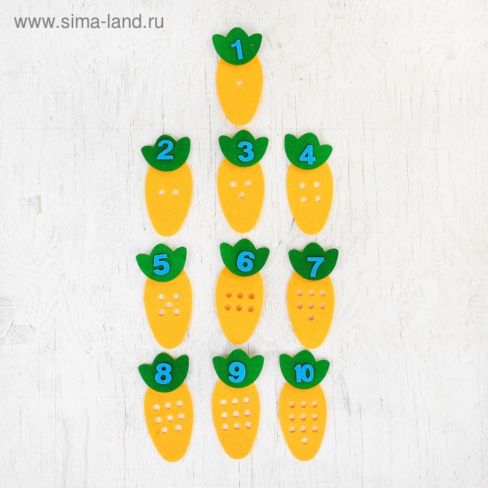 Обучающие счёту элементы «Морковка» из фетра, размер 1 шт: 13 × 6,5 см - Фото 1