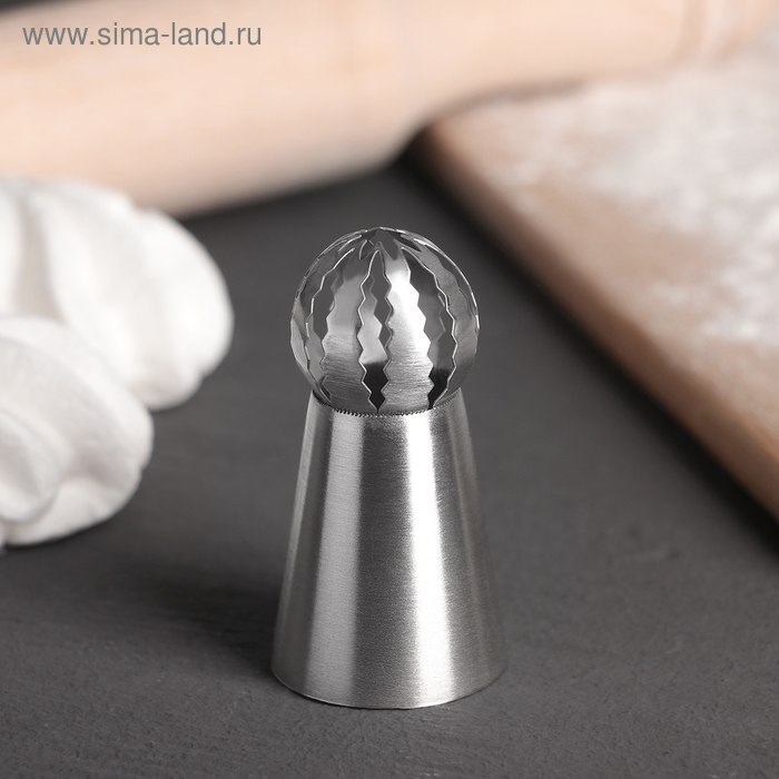 Насадка кондитерская «Сфера.Волна с цветком открытым», d=3 см, выход 2,3 см, нержавеющая сталь - Фото 1