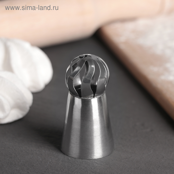 Насадка кондитерская «Сфера.Прорези изогнутые со звездой», d=3 см, выход 2,3 см, нержавеющая сталь - Фото 1