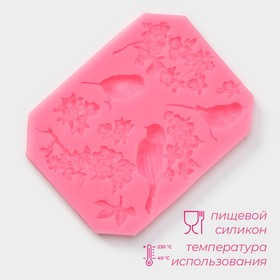 Силиконовый молд Доляна «Птицы», 12×9×1 см, цвет МИКС