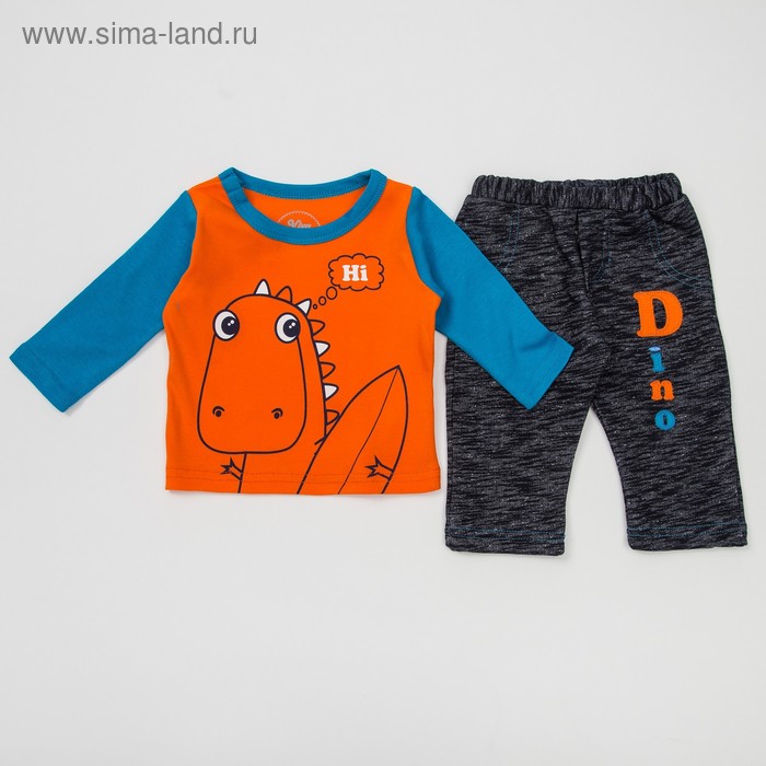 Комплект детский (кофточка+брюки), рост 62 см, цвет оранжевый М1202-4_М - Фото 1