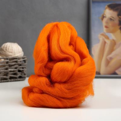 Шерсть для валяния 100% полутонкая шерсть 50 гр (068 апельсин)