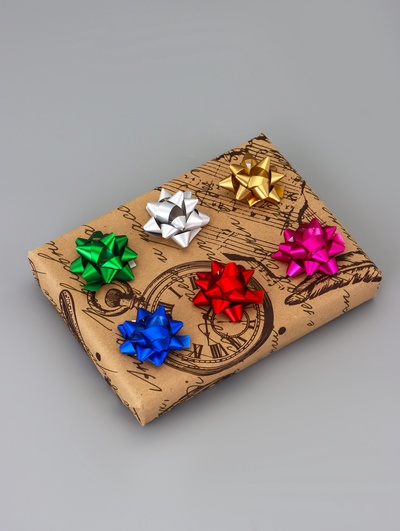 Подарочный Бант - звезда №3.5, простой металлик, для упаковки подарков, набор 8 шт., МИКС